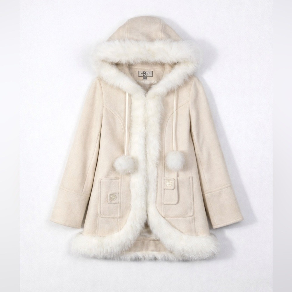Vintage Donatella Penny Lane Coat Size Small Faux Coquette Fairy Soft Girl Ivory